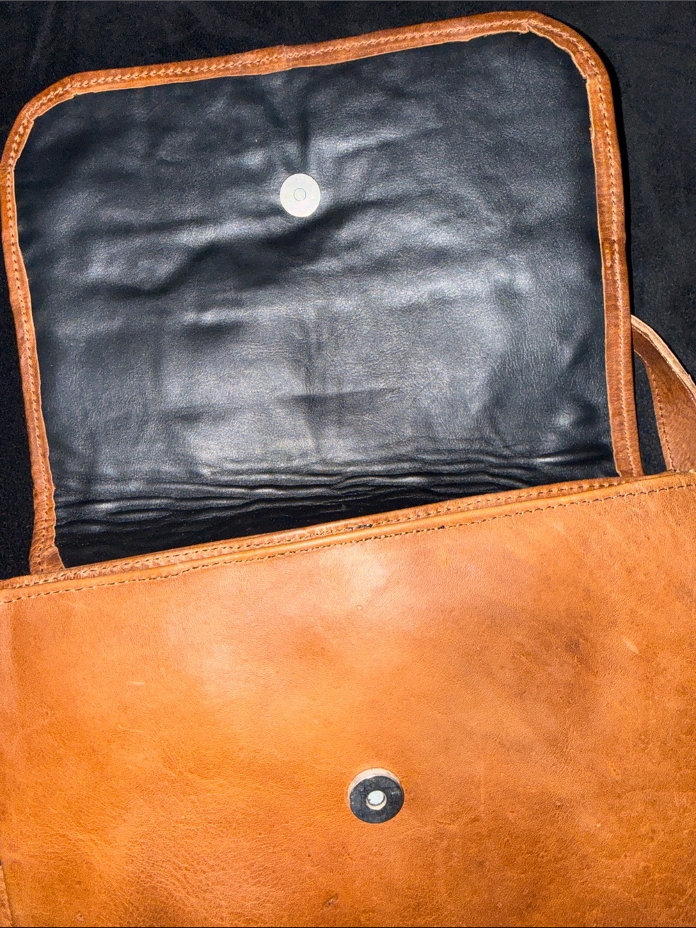 Tan Leather Crossbody Bag with Colorful Floral Panel - Picture 4 of 5